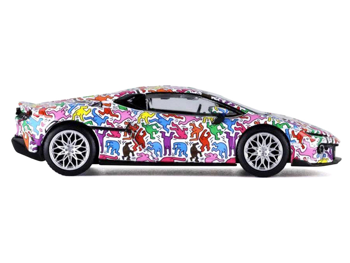 Lamborghini Temerario "Keith Haring Livery" White with Graphics 1/64 Diecast Model car by Trends Hobby