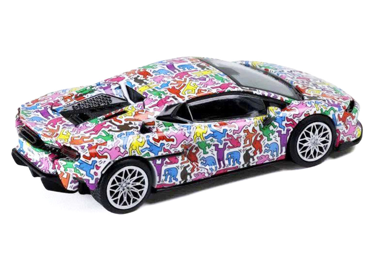 Lamborghini Temerario "Keith Haring Livery" White with Graphics 1/64 Diecast Model car by Trends Hobby
