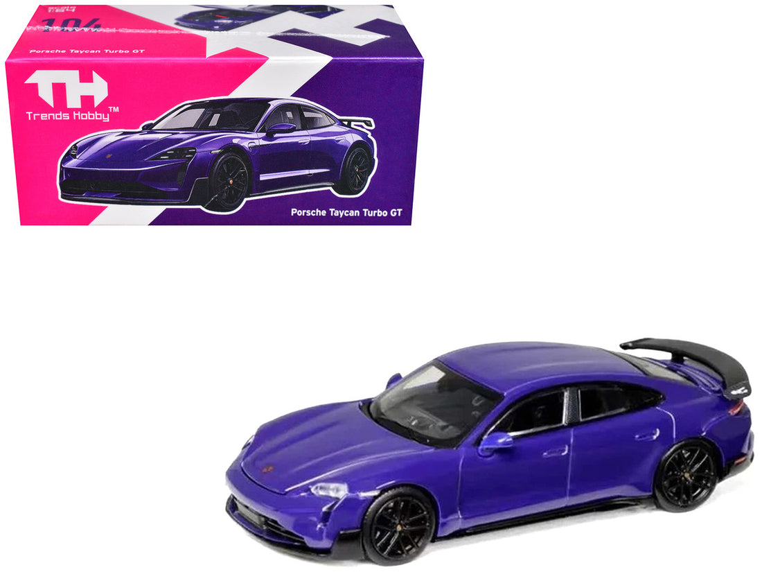Porsche Taycan Turbo GT Purple 1/64 Diecast Model Car by Trends Hobby