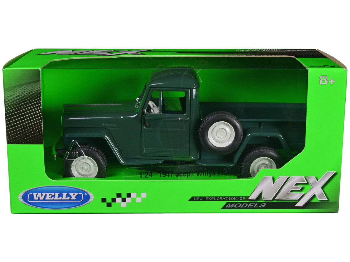 1947 Jeep Willys Pickup Truck Dark Green "NEX Models" Series 1/24 Diecast Model Car by Welly-0