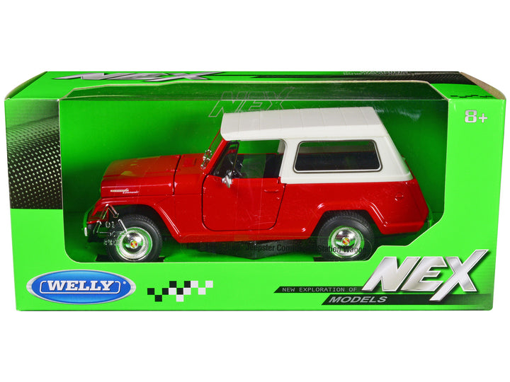 1967 Jeep Jeepster Commando Station Wagon Red with White Top "NEX Models" Series 1/24 Diecast Model Car by Welly-0