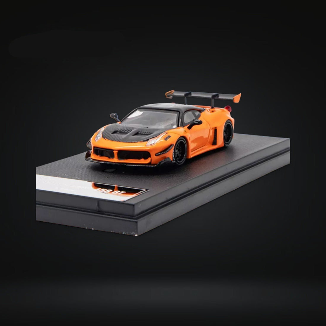 Ferrari 458 GT LBWK Orange Deluxe Figure Version 1:64 by Star Model Mounted Front View