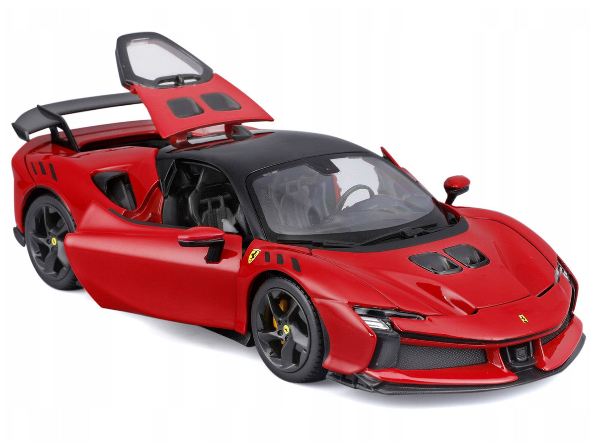 Ferrari SF90 XX Stradale Red with Black Top "Race and Play" Series 1/24 Diecast Model Car by Bburago 4