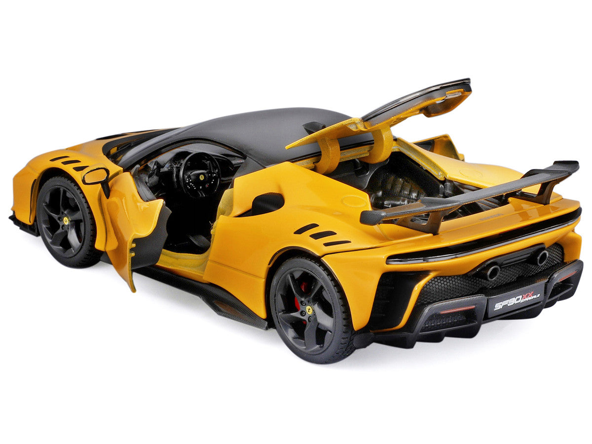 Ferrari SF90 XX Stradale Yellow with Black Top "Race and Play" Series 1/24 Diecast Model Car by Bburago 3