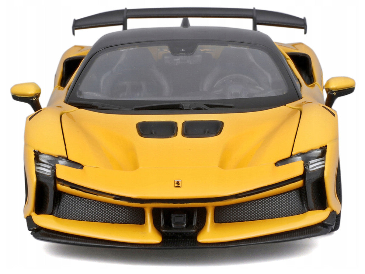 Ferrari SF90 XX Stradale Yellow with Black Top "Race and Play" Series 1/24 Diecast Model Car by Bburago 4