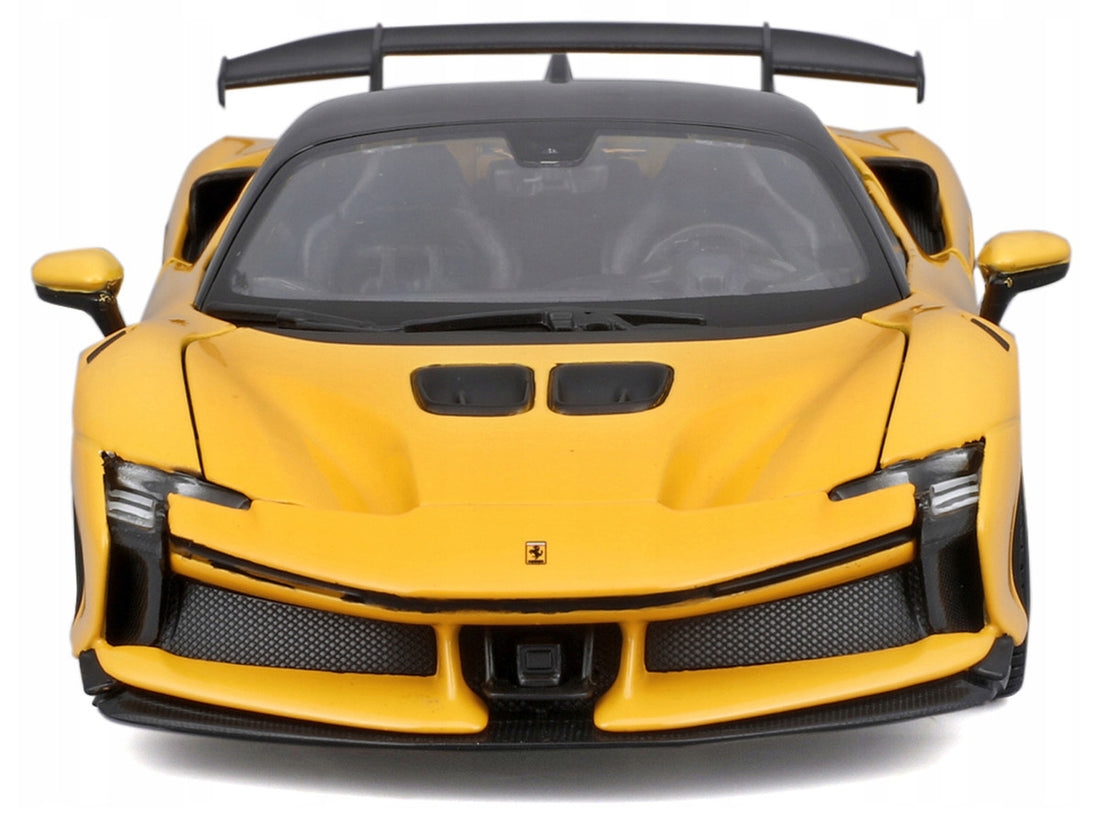 Ferrari SF90 XX Stradale Yellow with Black Top "Race and Play" Series 1/24 Diecast Model Car by Bburago 4
