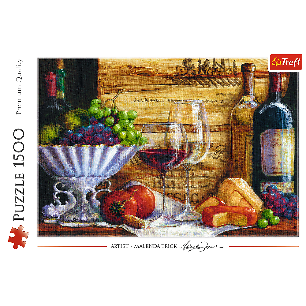 1500 Piece Jigsaw Puzzles, In The Vineyard by Malenda Trick, Still Life Puzzle with Food and Wine, Adult Puzzles, Trefl 26174 3