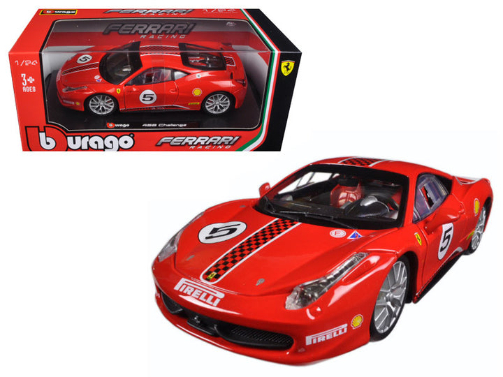 Ferrari 458 Challenge #5 Red 1/24 Diecast Model Car by Bburago-0