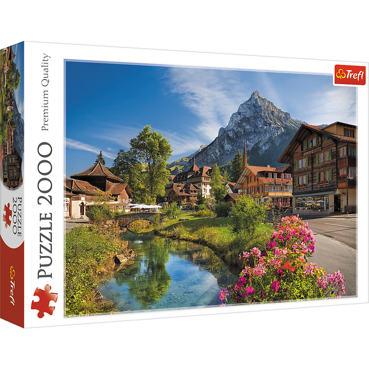 Alps in Summer 2000 piece Trefl jigsaw puzzle box with mountain village