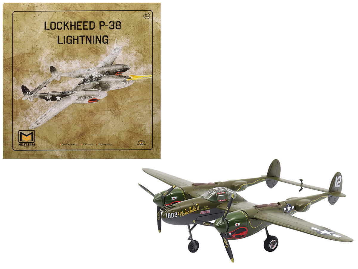 Lockheed P-38 Lightning Fighter Aircraft "Haleakala II 80th FG 459th FS Twin Dragons" (1944) United States Army Air Forces 1/72 Diecast Model by Militaria Die Cast-0