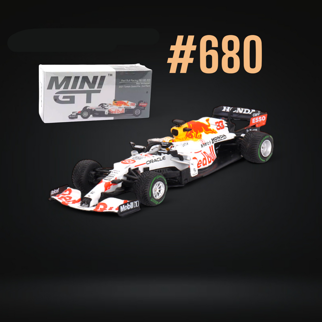 Red Bull RB16B #33 Max Verstappen 2021 Turkish Grand Prix 2nd Place #680 1:64 MGT00680 by Mini-GT 