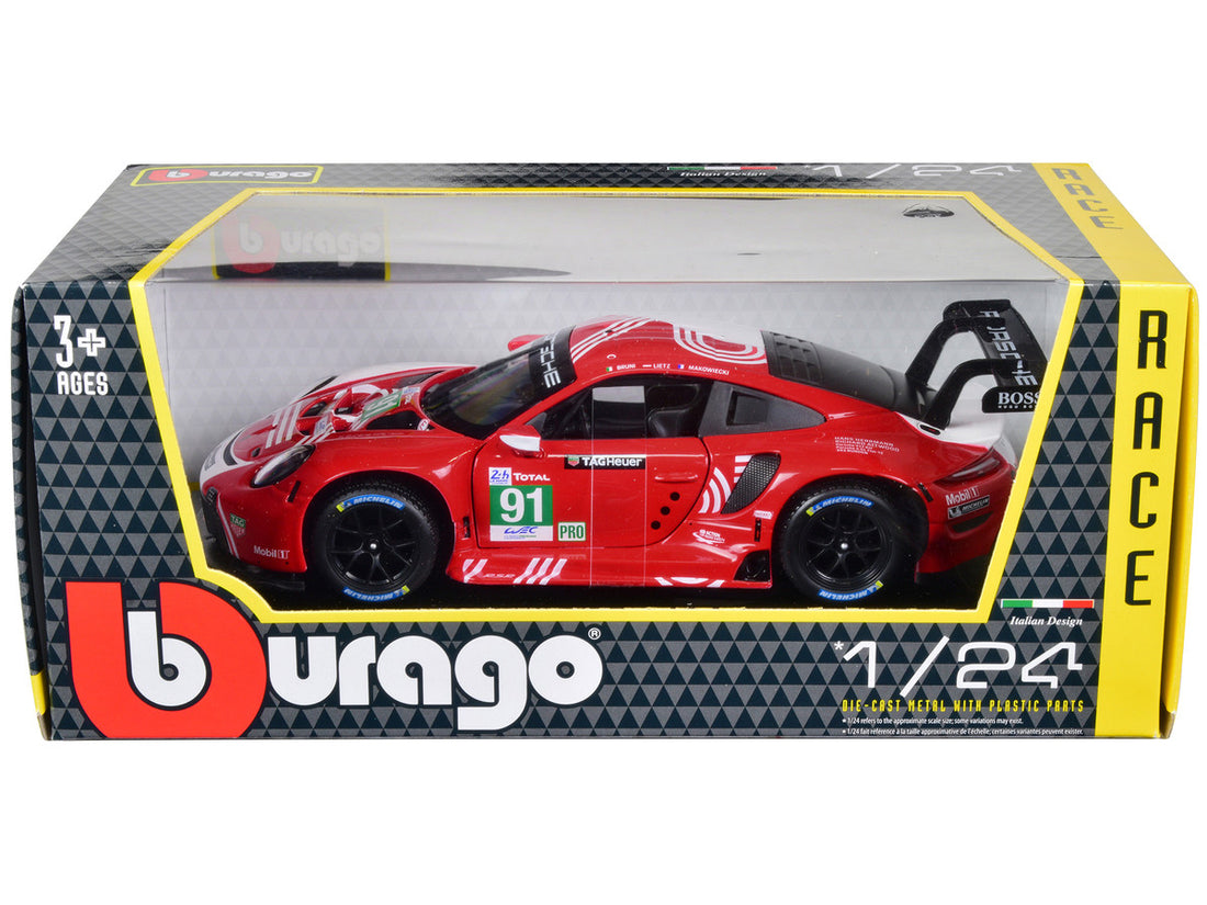 Porsche 911 RSR #91 Gianmaria Bruni - Richard Lietz - Frederic Makowiecki "Porsche GT Team" 24 Hours of Le Mans (2020) 1/24 Diecast Model Car by Bburago-0