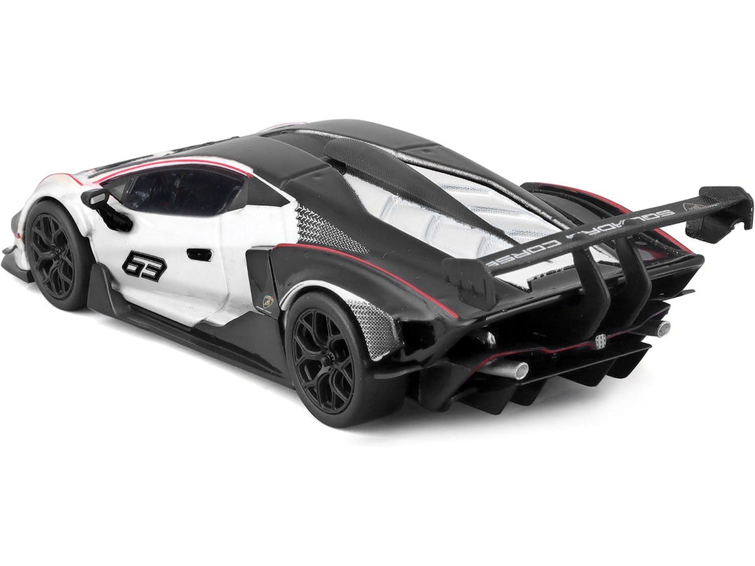 Lamborghini Essenza SCV12 #63 White and Black "Squadra Corse" "Race" Series 1/24 Diecast Model Car by Bburago-2