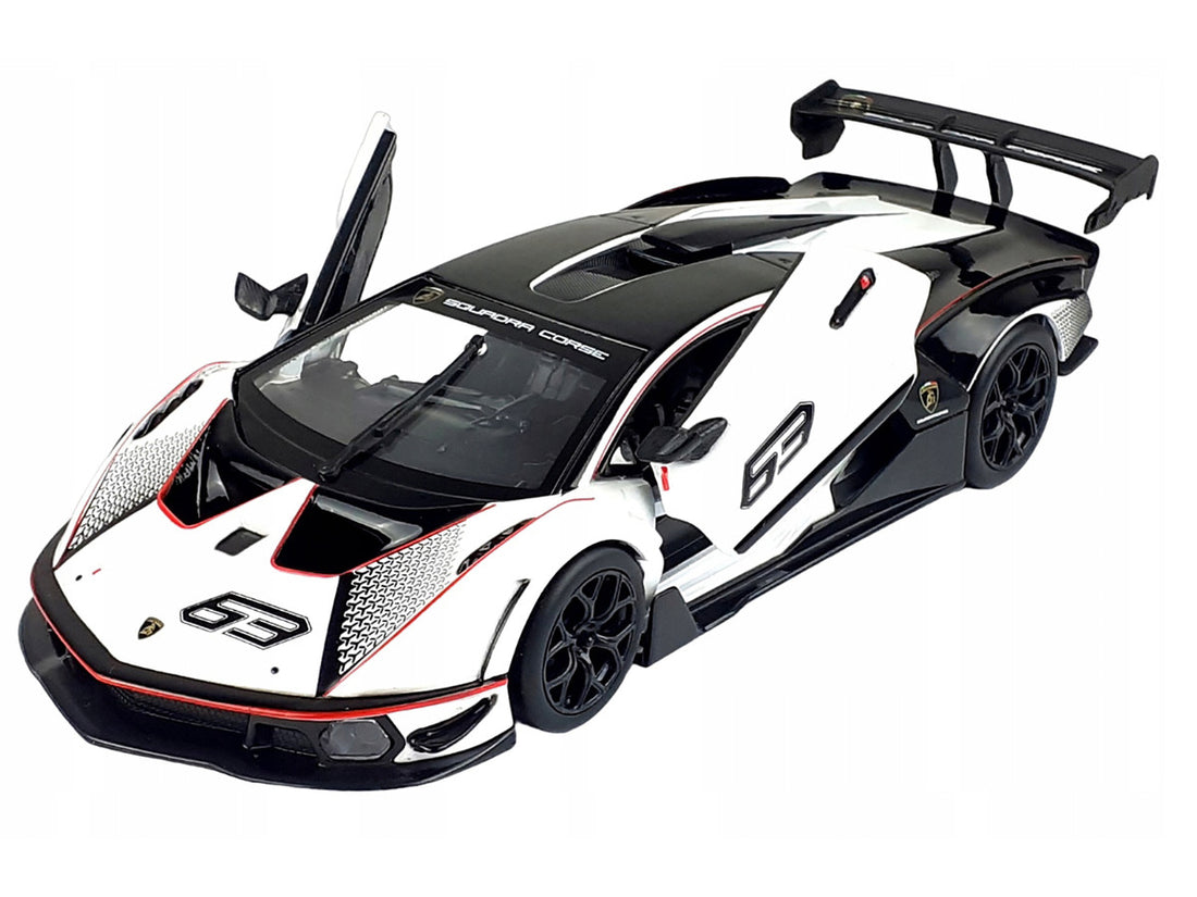 Lamborghini Essenza SCV12 #63 White and Black "Squadra Corse" "Race" Series 1/24 Diecast Model Car by Bburago-1