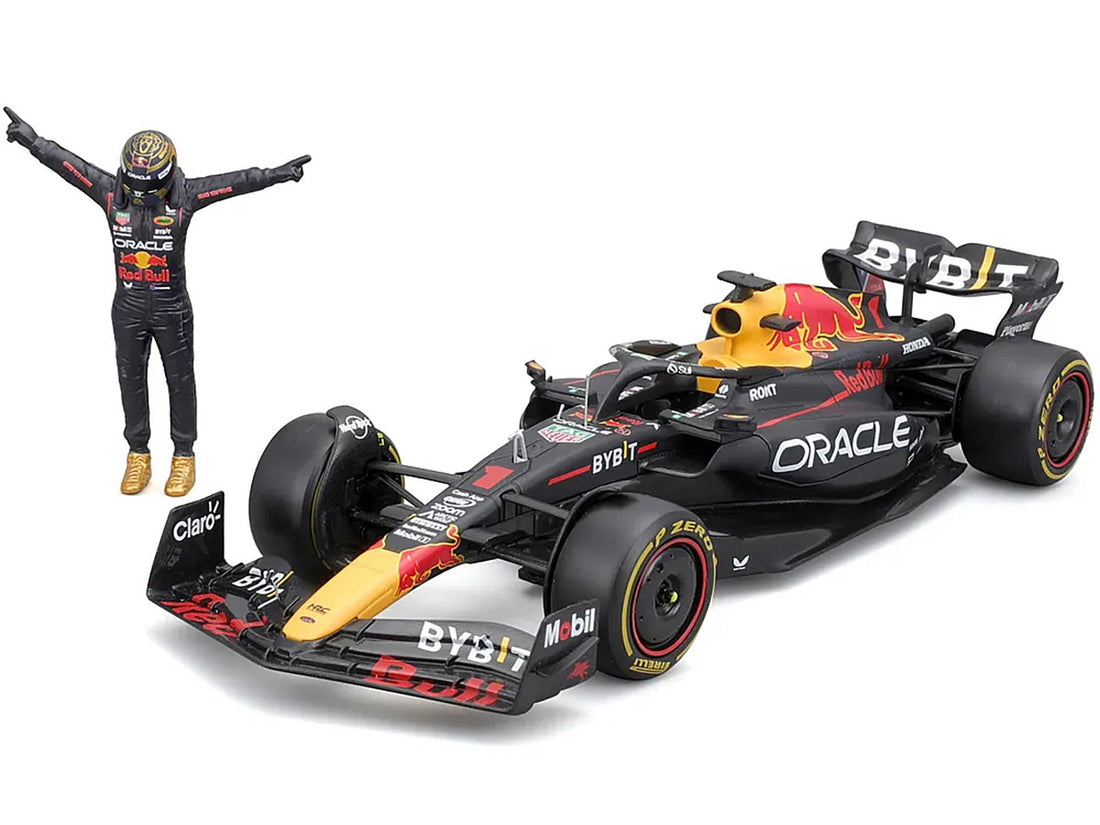 Red Bull Racing RB19 #1 Max Verstappen "Oracle" Winner Formula One F1 Championship "Drivers' Champion" (2023) with Driver Figure 1/24 Diecast Model Car by Bburago-1