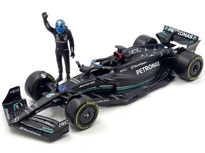 Mercedes-AMG W14 E Performance #63 George Russell "Petronas" Formula One F1 World Championship (2023) with Driver Figure 1/24 Diecast Model Car by Bburago-1