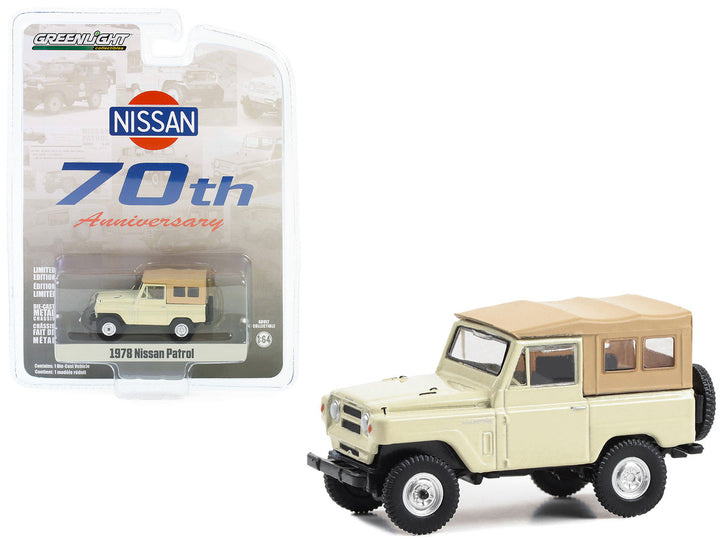 1978 Nissan Patrol Beige with Light Brown Top "70th Anniversary" "Anniversary Collection" Series 16 1/64 Diecast Model Car by Greenlight-0