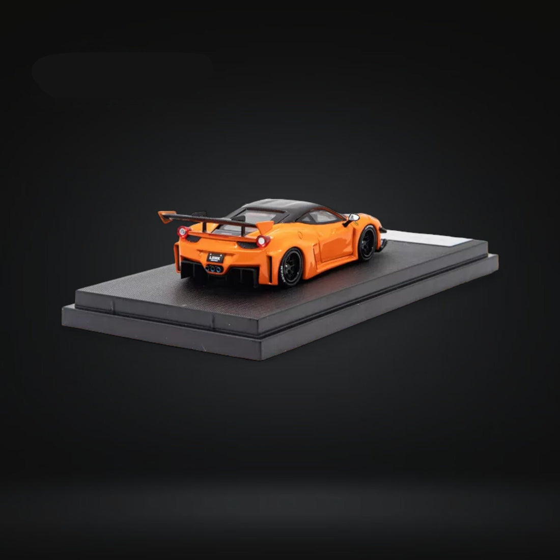 Ferrari 458 GT LBWK Orange Deluxe Figure Version 1:64 by Star Model Mounted Rear View