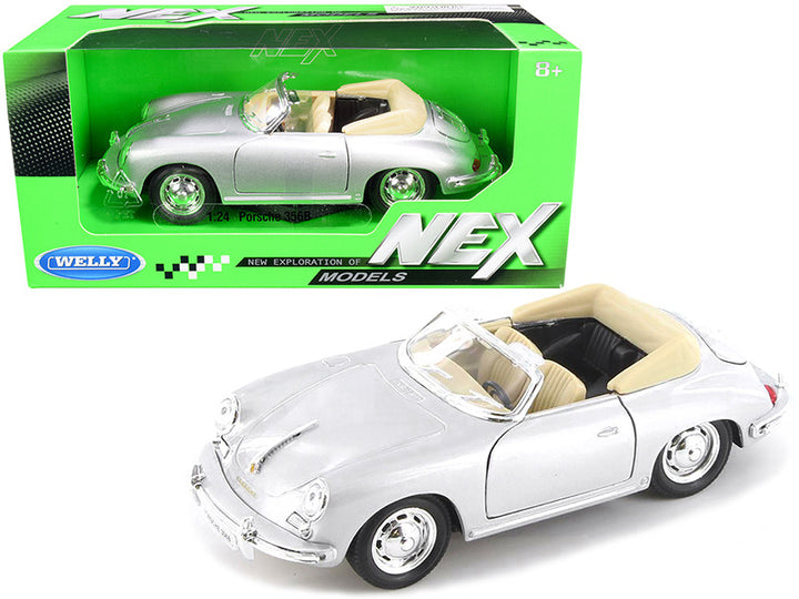 Porsche 356B Roadster Silver "NEX Models" 1/24 Diecast Model Car by Welly-0