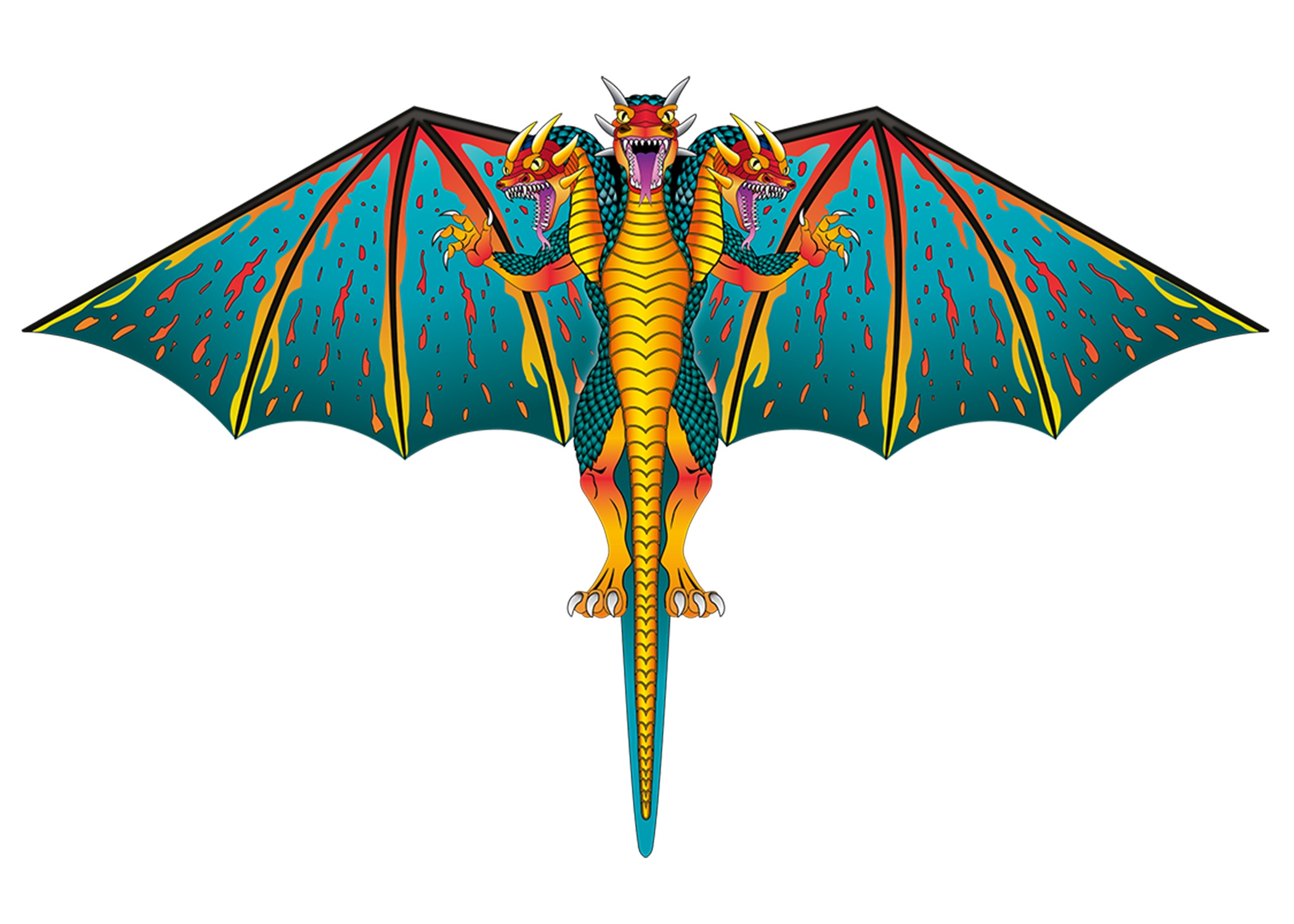 Kite - 3 Headed Ultra Nylon 74 inch Wingspan Dragon