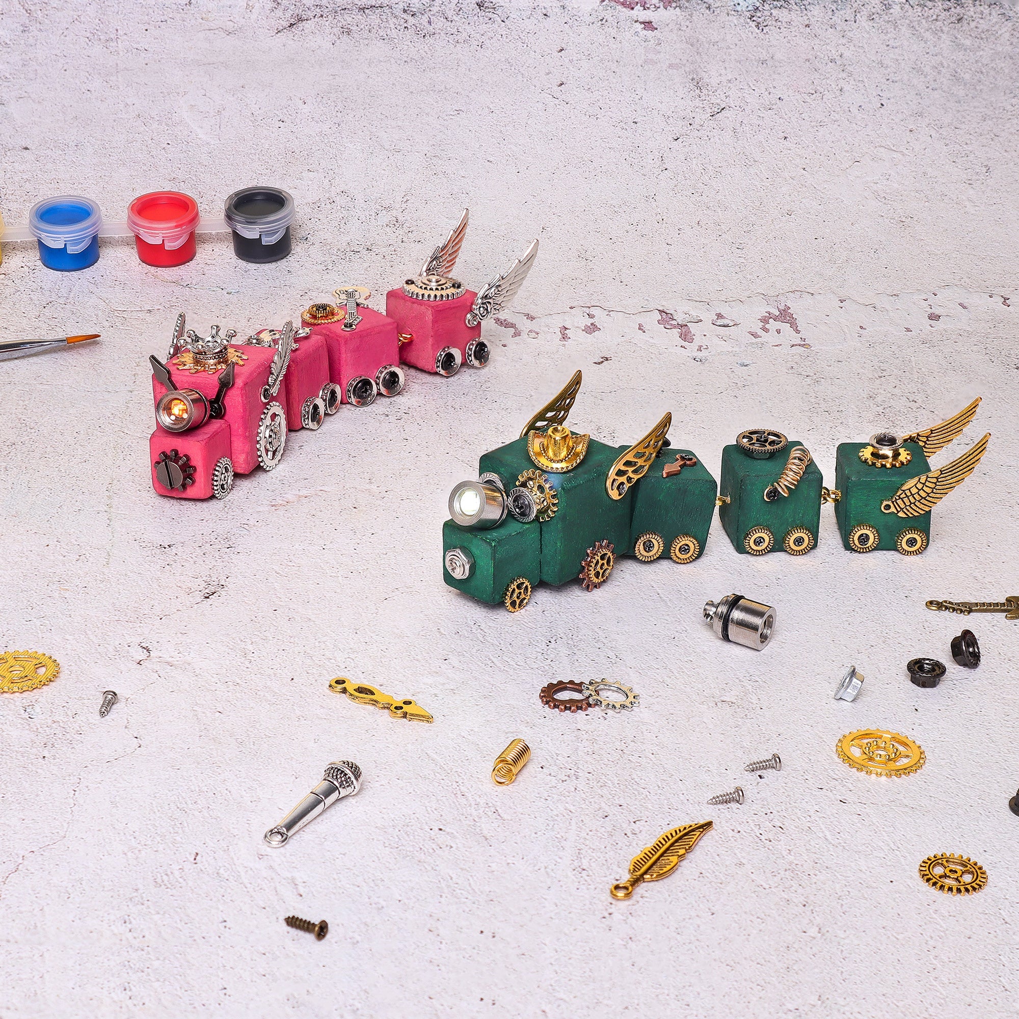 DIY Timber Train Kit – Build a Wooden Train with LED Light, Fun Accessories, Home and Office Décor 8