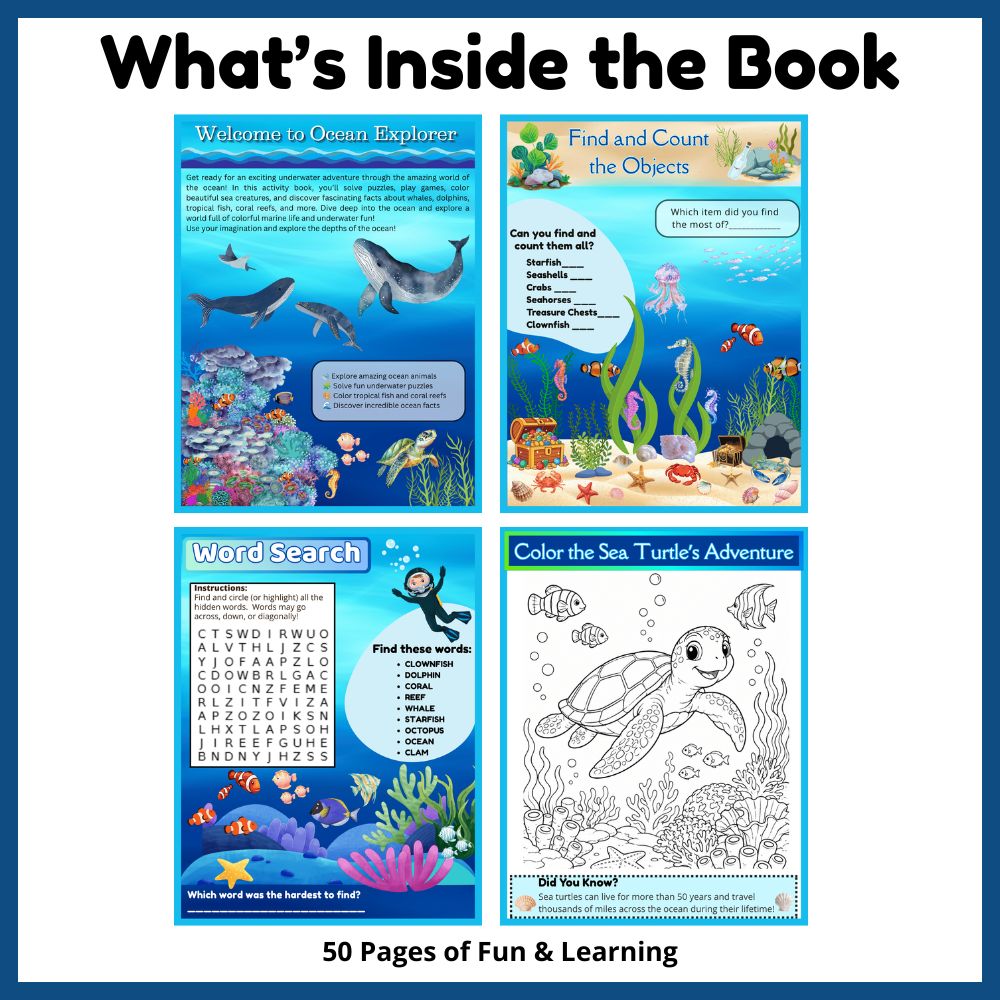 Ocean Explorer Learning & Activity Book | Printable PDF for Ages 6–10