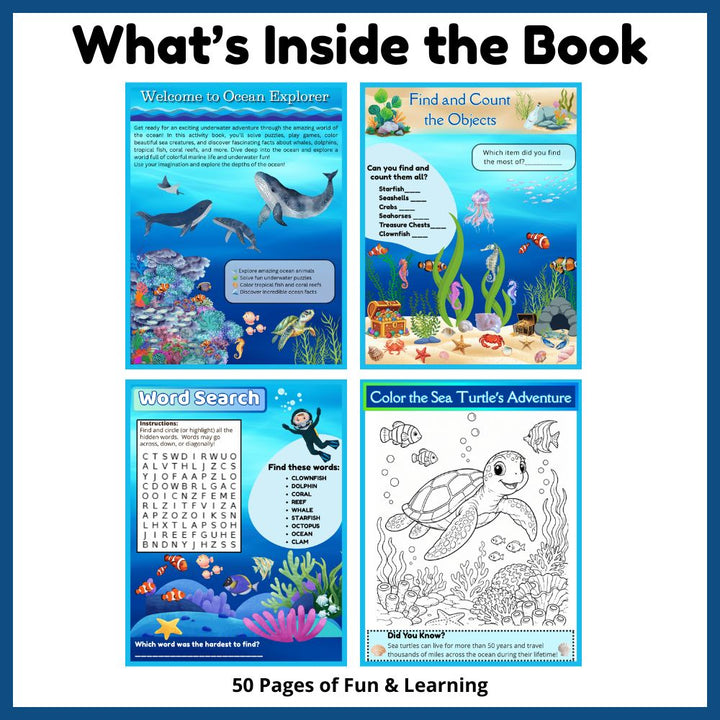 Ocean Explorer Learning & Activity Book | Printable PDF for Ages 6–10