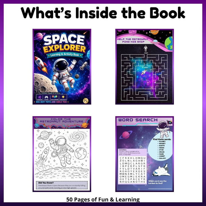Solar System educational activity page with planets and astronaut