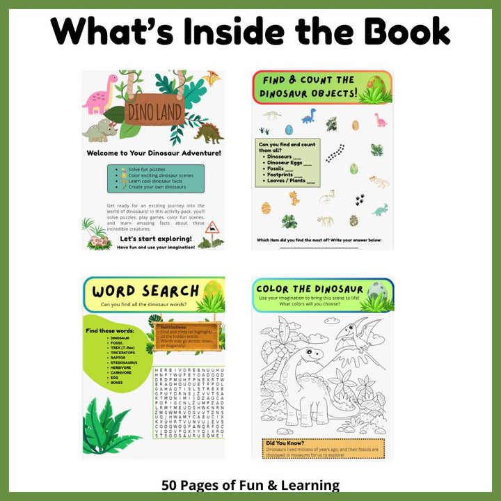 Dinosaur Learning & Activity Book | Printable PDF for Ages 6–10