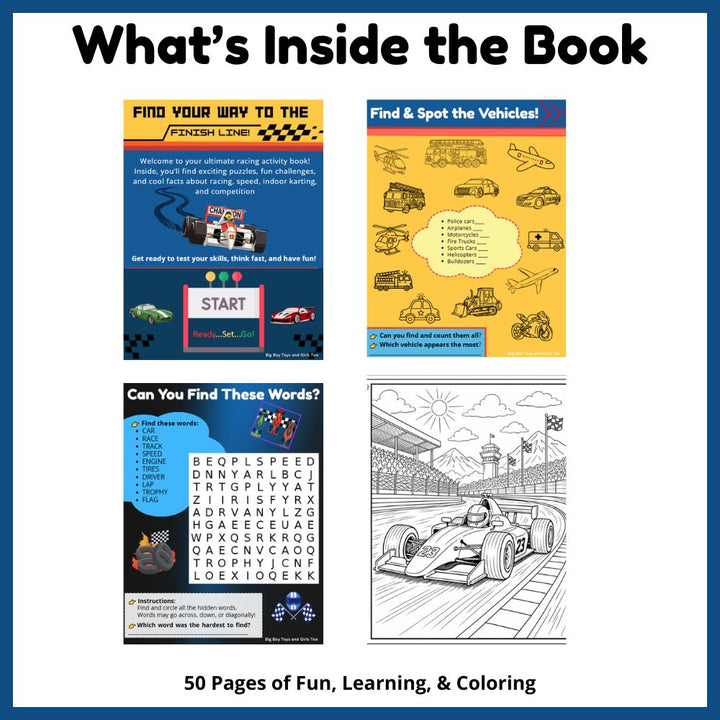 Ultimate Car Racing Learning & Activity Book | Printable PDF for Ages 6–10