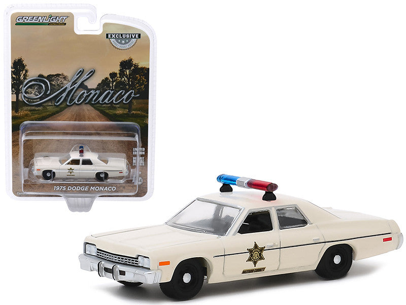 1975 Dodge Monaco Cream "Hazzard County Sheriff" "Hobby Exclusive" 1/64 Diecast Model Car by Greenlight-0