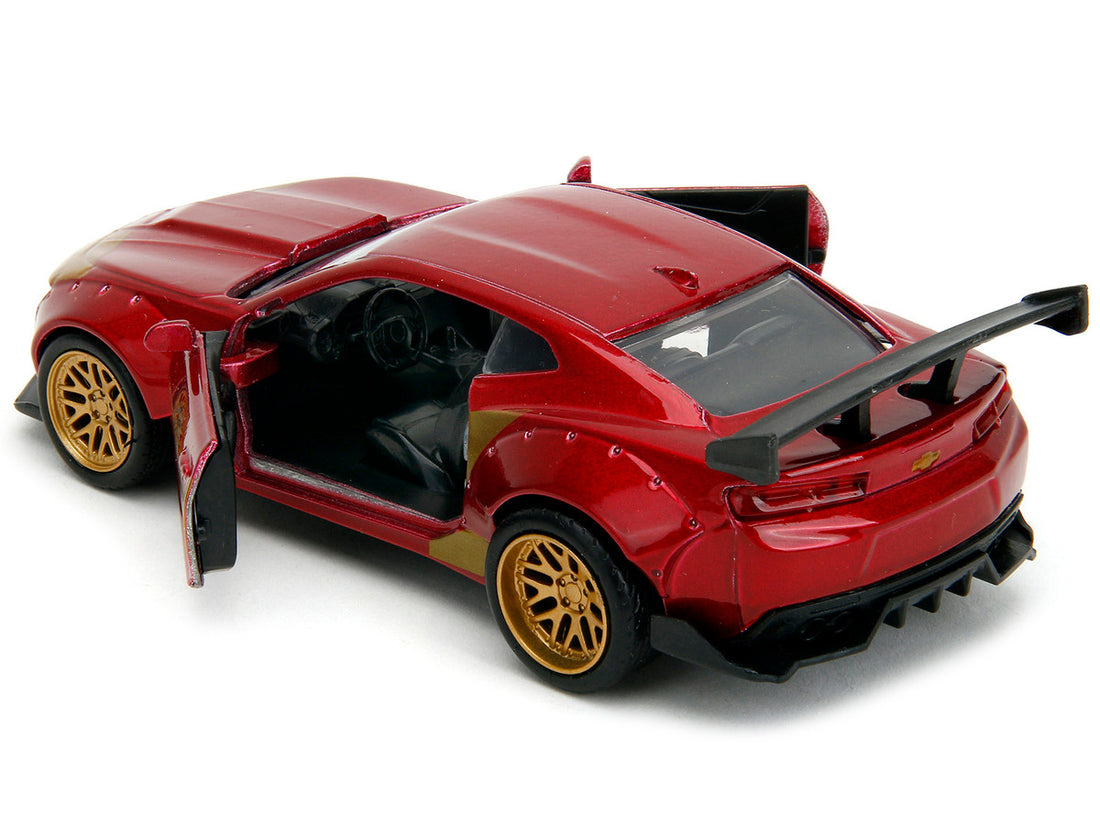 2016 Chevrolet Camaro Red Metallic and Gold and Iron Man Diecast Figure "The Avengers" "Hollywood Rides" Series 1/32 Diecast Model Car by Jada-3