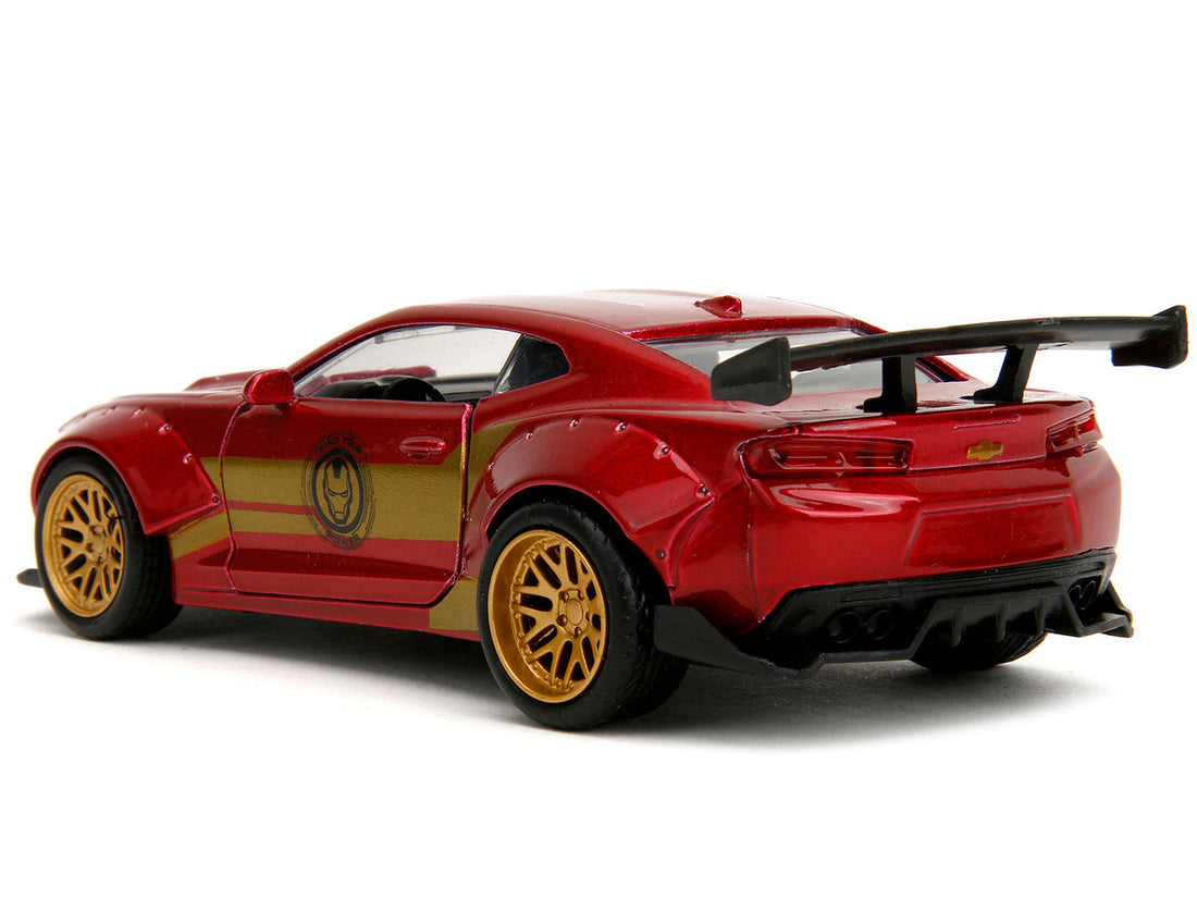 2016 Chevrolet Camaro Red Metallic and Gold and Iron Man Diecast Figure "The Avengers" "Hollywood Rides" Series 1/32 Diecast Model Car by Jada-4