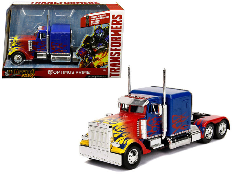 Optimus Prime Truck with Robot on Chassis from "Transformers" Movie "Hollywood Rides" Series  Diecast Model by Jada-0