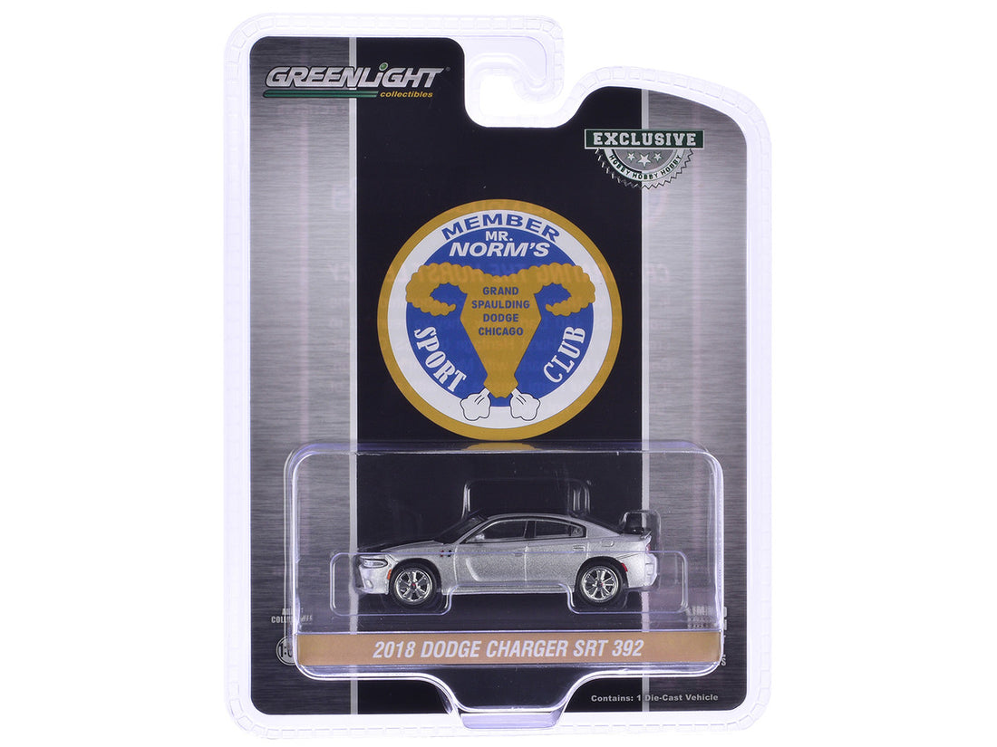 2018 Dodge Charger SRT 392 Silver Metallic with Black Stripe "Mr. Norm Heritage GSS Charger" "Hobby Exclusive" Series 1/64 Diecast Model Car by Greenlight-1