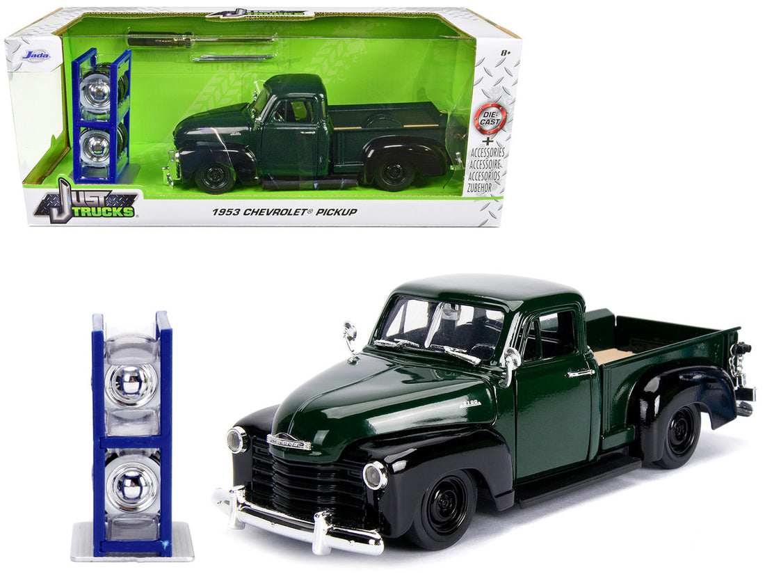 1953 Chevrolet 3100 Pickup Truck Green with Extra Wheels "Just Trucks" Series 1/24 Diecast Model Car by Jada-0