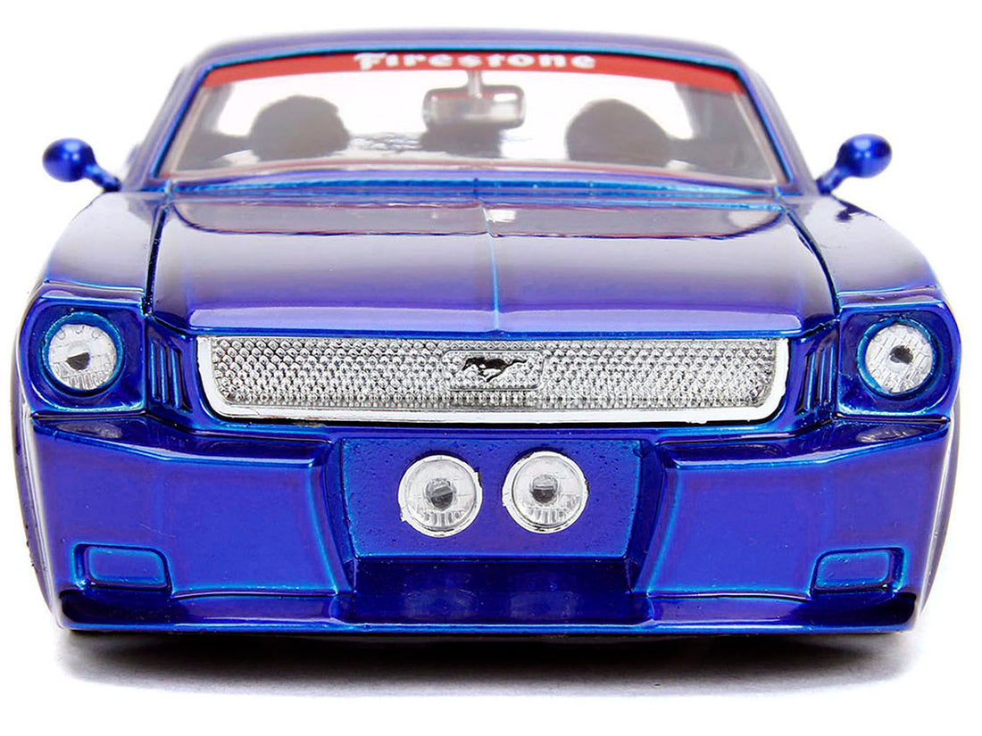 1965 Ford Mustang #5 "L. John's Racing" Candy Blue with Flame Graphics "Bigtime Muscle" Series 1/24 Diecast Model Car by Jada-4