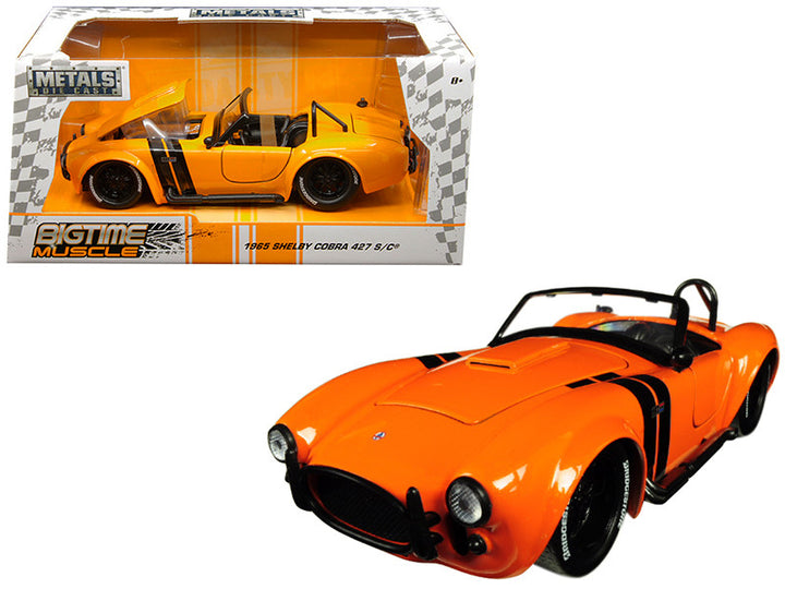 1965 Shelby Cobra 427 S/C Orange with Black Stripes "Bigtime Muscle" 1/24 Diecast Model Car by Jada-0