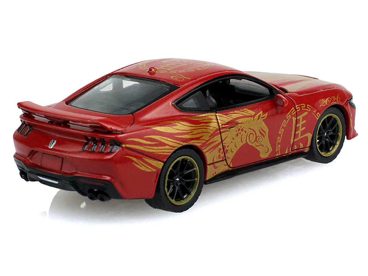 2024 Ford Mustang Dark Horse "Chinese Zodiac 2026 Year of the Horse" Red with Gold Graphics "Hobby Exclusive" Series 1/64 Diecast Model Car by Greenlight-1