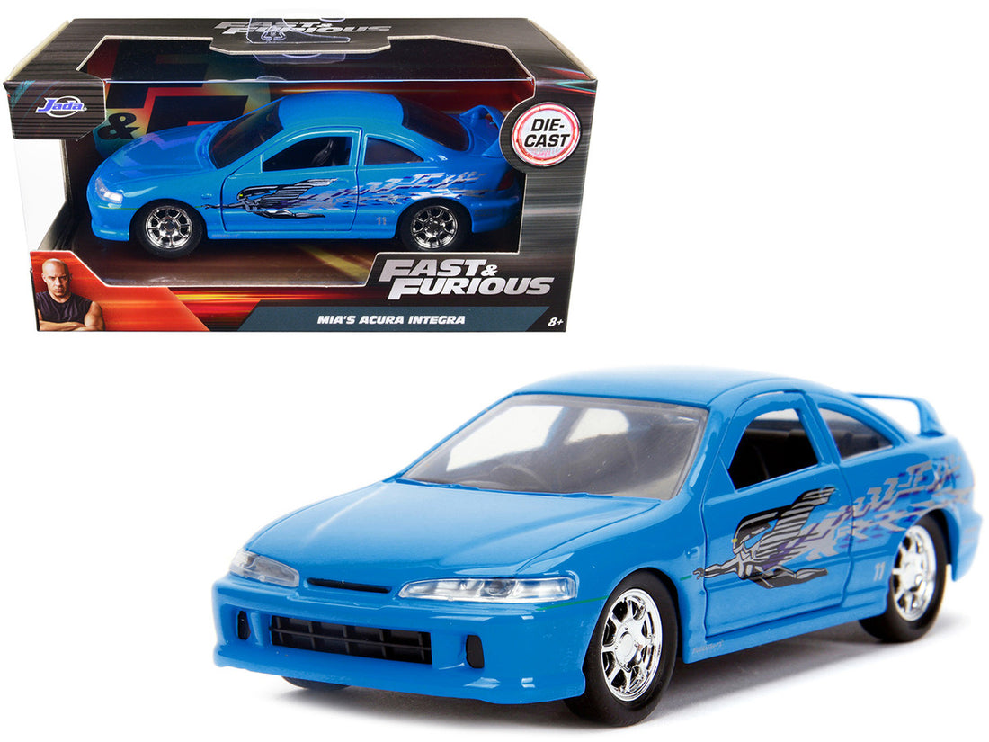 Mia's Acura Integra Light Blue with Graphics "Fast & Furious" Movie 1/32 Diecast Model Car by Jada-2