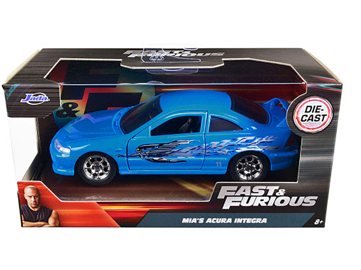 Mia's Acura Integra Light Blue with Graphics "Fast & Furious" Movie 1/32 Diecast Model Car by Jada-1