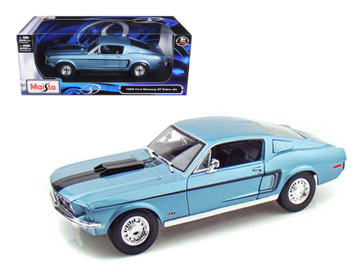 1968 Ford Mustang CJ Cobra Jet Blue 1/18 Diecast Model Car by Maisto-0