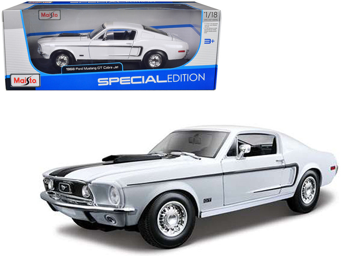 Ford Mustang 1968 CJ Cobra Jet White 1/18 Diecast Model Car by Maisto