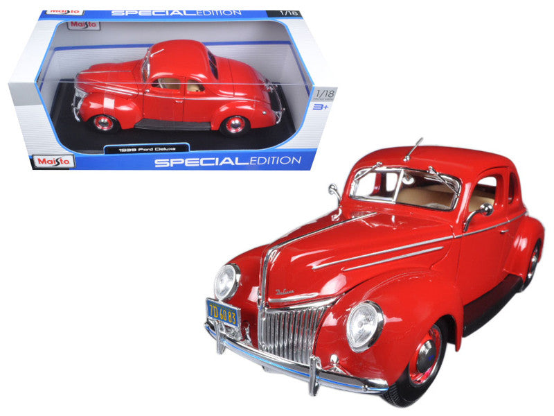 1939 Ford Deluxe Tudor Red 1/18 Diecast Model Car by Maisto-0