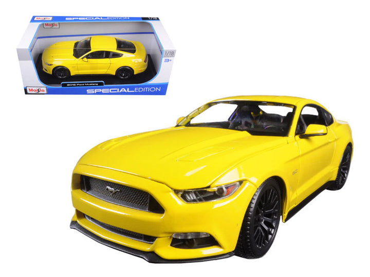 2015 Ford Mustang GT 5.0 Yellow 1/18 Diecast Model Car by Maisto-0