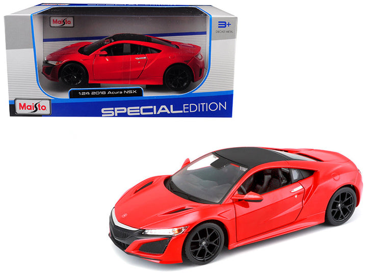 2018 Acura NSX Red with Black Top 1/24 Diecast Model Car by Maisto-0