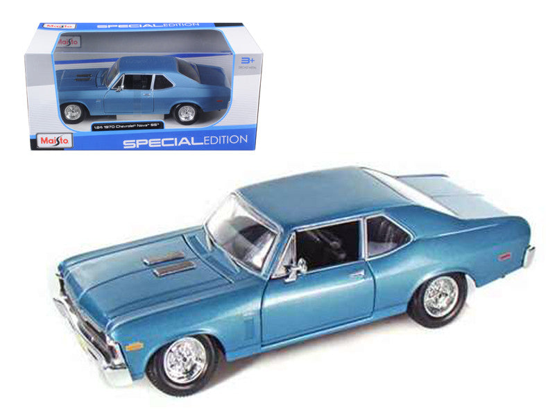 1970 Chevrolet Nova SS Coupe Blue 1/24 Diecast Model Car by Maisto-0