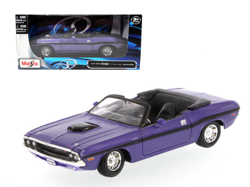 1970 Dodge Challenger R/T Convertible Purple 1/24 Diecast Model Car by Maisto-0