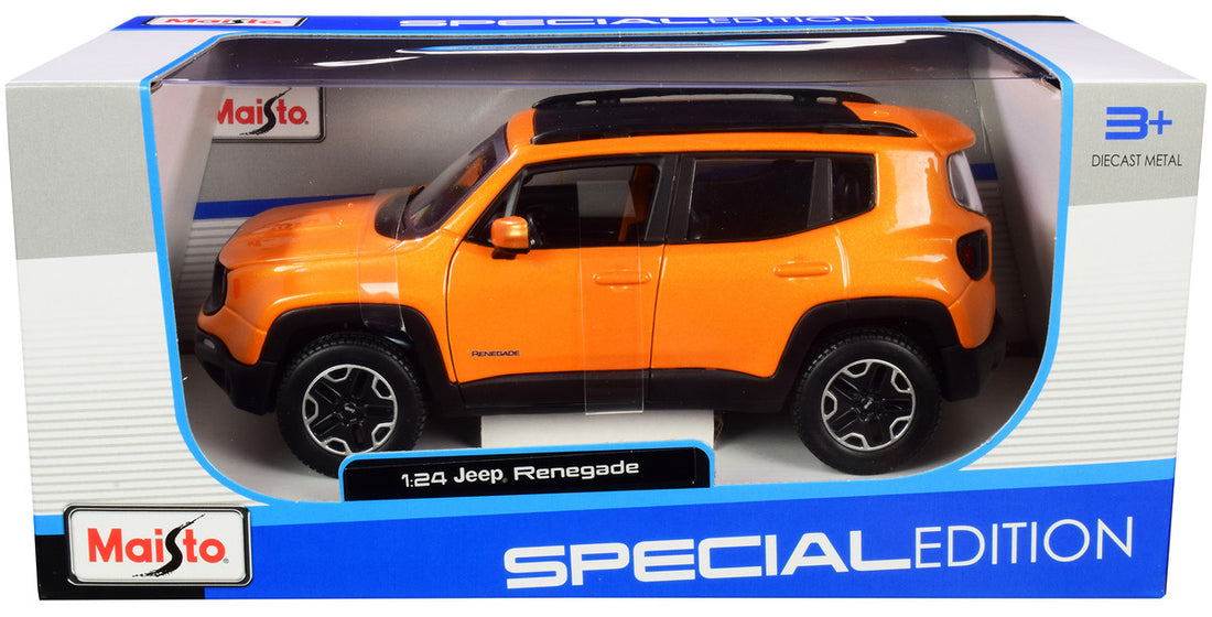 Jeep Renegade Orange Metallic with Black Top "Special Edition" 1/24 Diecast Model Car by Maisto-1