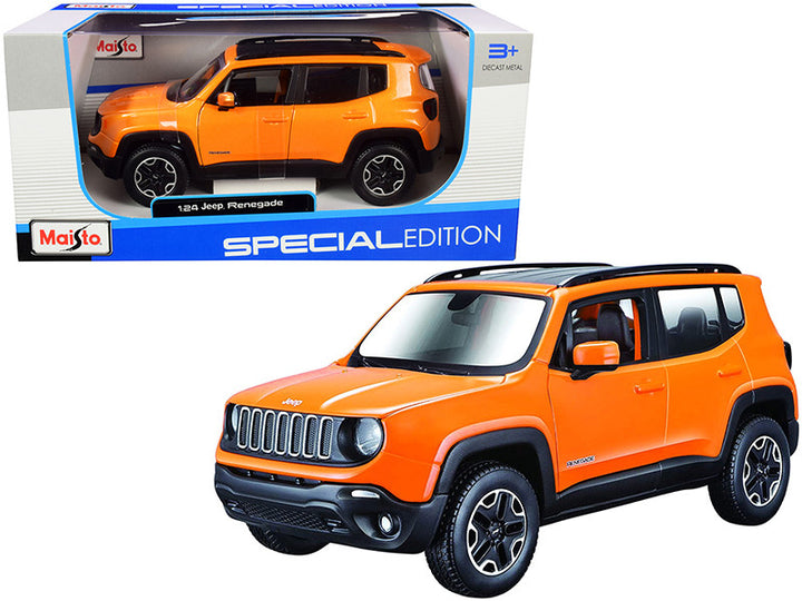 Jeep Renegade Orange Metallic with Black Top "Special Edition" 1/24 Diecast Model Car by Maisto-0